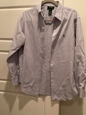 Lauren Ralph Lauren women’s Pale Blue Button-Down Dress Shirt